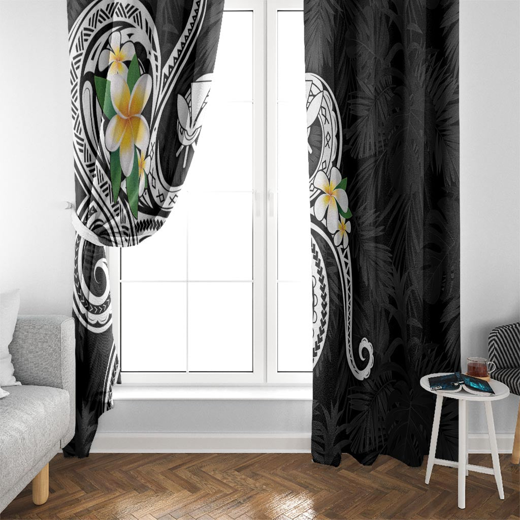 Kanaka Maoli Hawaii Plumeria Window Curtain Dancing Tentacles Black Style