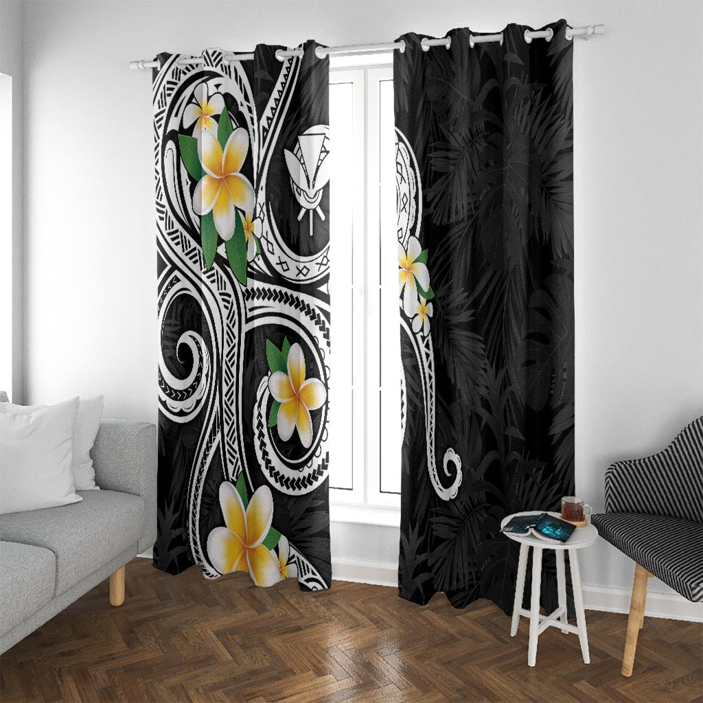 Kanaka Maoli Hawaii Plumeria Window Curtain Dancing Tentacles Black Style