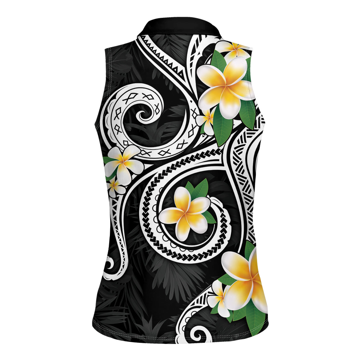 Kanaka Maoli Hawaii Plumeria Women Sleeveless Polo Shirt Dancing Tentacles Black Style