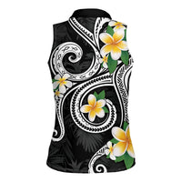 Kanaka Maoli Hawaii Plumeria Women Sleeveless Polo Shirt Dancing Tentacles Black Style