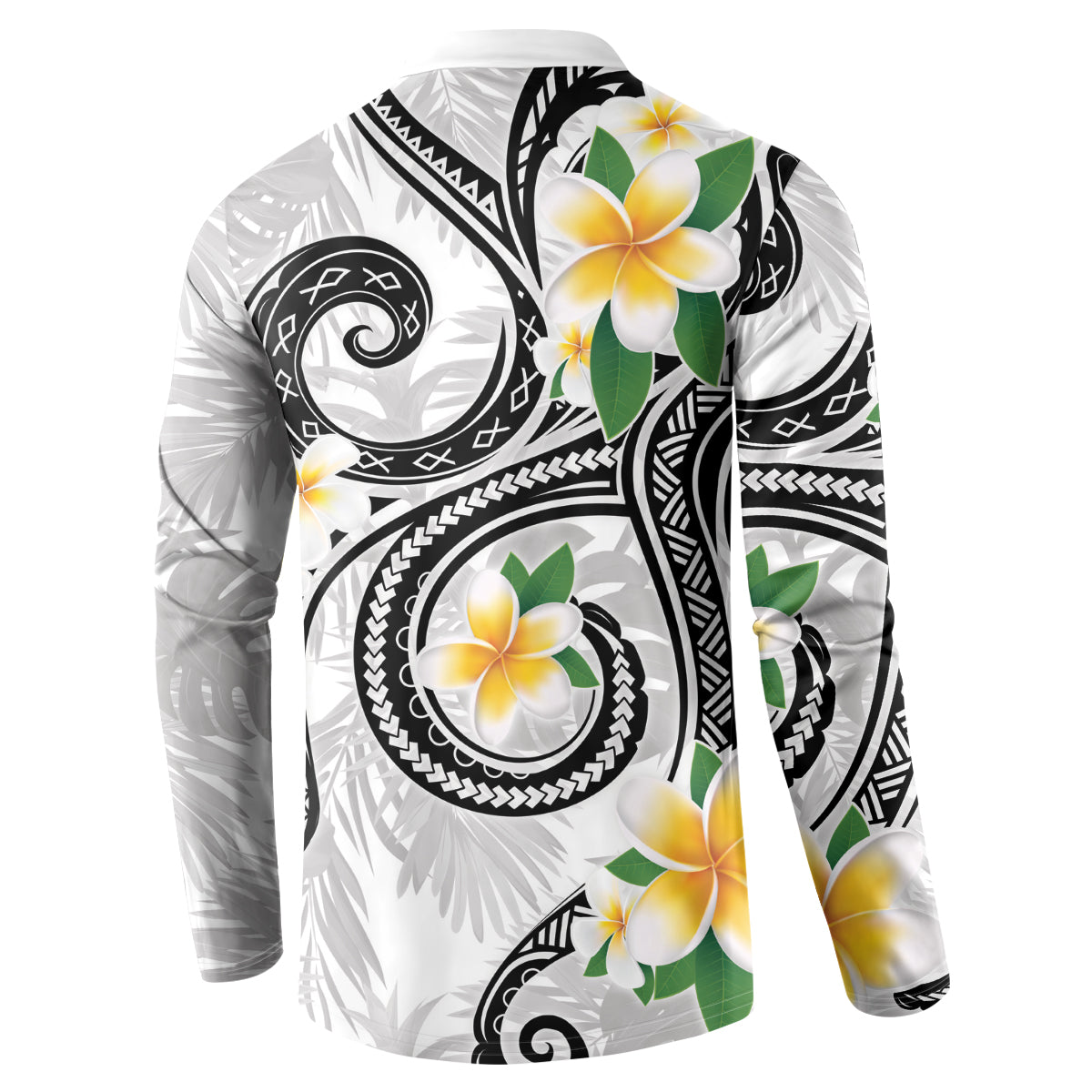 Kanaka Maoli Hawaii Plumeria Button Sweatshirt Dancing Tentacles White Style