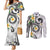 Kanaka Maoli Hawaii Plumeria Couples Matching Mermaid Dress and Long Sleeve Button Shirt Dancing Tentacles White Style