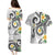 Kanaka Maoli Hawaii Plumeria Couples Matching Puletasi and Hawaiian Shirt Dancing Tentacles White Style