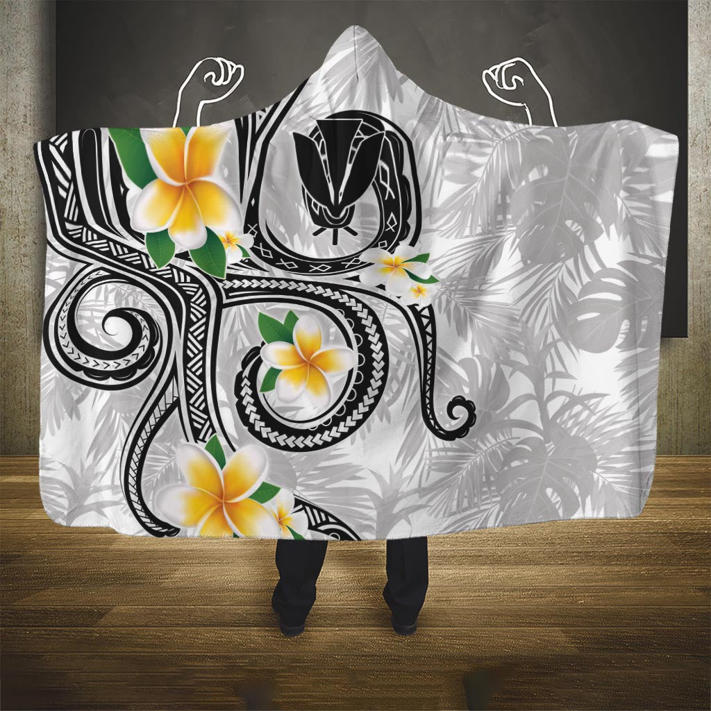 Kanaka Maoli Hawaii Plumeria Hooded Blanket Dancing Tentacles White Style LT7 One Size White - Polynesian Pride