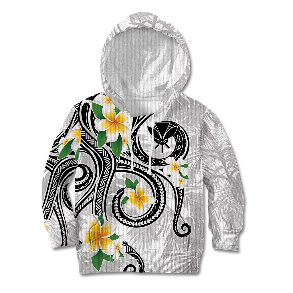 Kanaka Maoli Hawaii Plumeria Kid Hoodie Dancing Tentacles White Style LT7 Hoodie White - Polynesian Pride