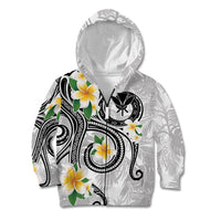 Kanaka Maoli Hawaii Plumeria Kid Hoodie Dancing Tentacles White Style