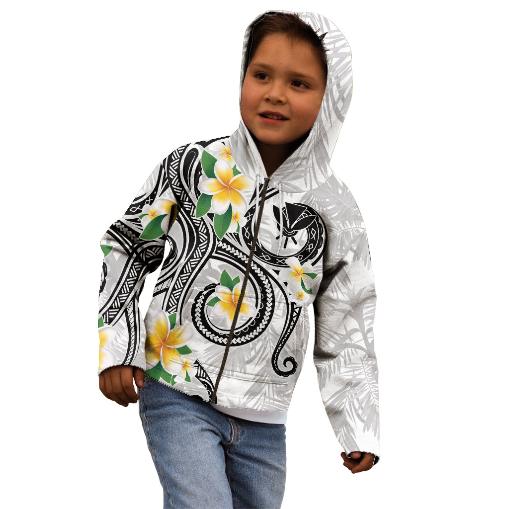 Kanaka Maoli Hawaii Plumeria Kid Hoodie Dancing Tentacles White Style