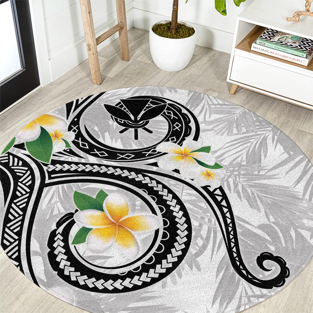 Kanaka Maoli Hawaii Plumeria Round Carpet Dancing Tentacles White Style LT7 White - Polynesian Pride