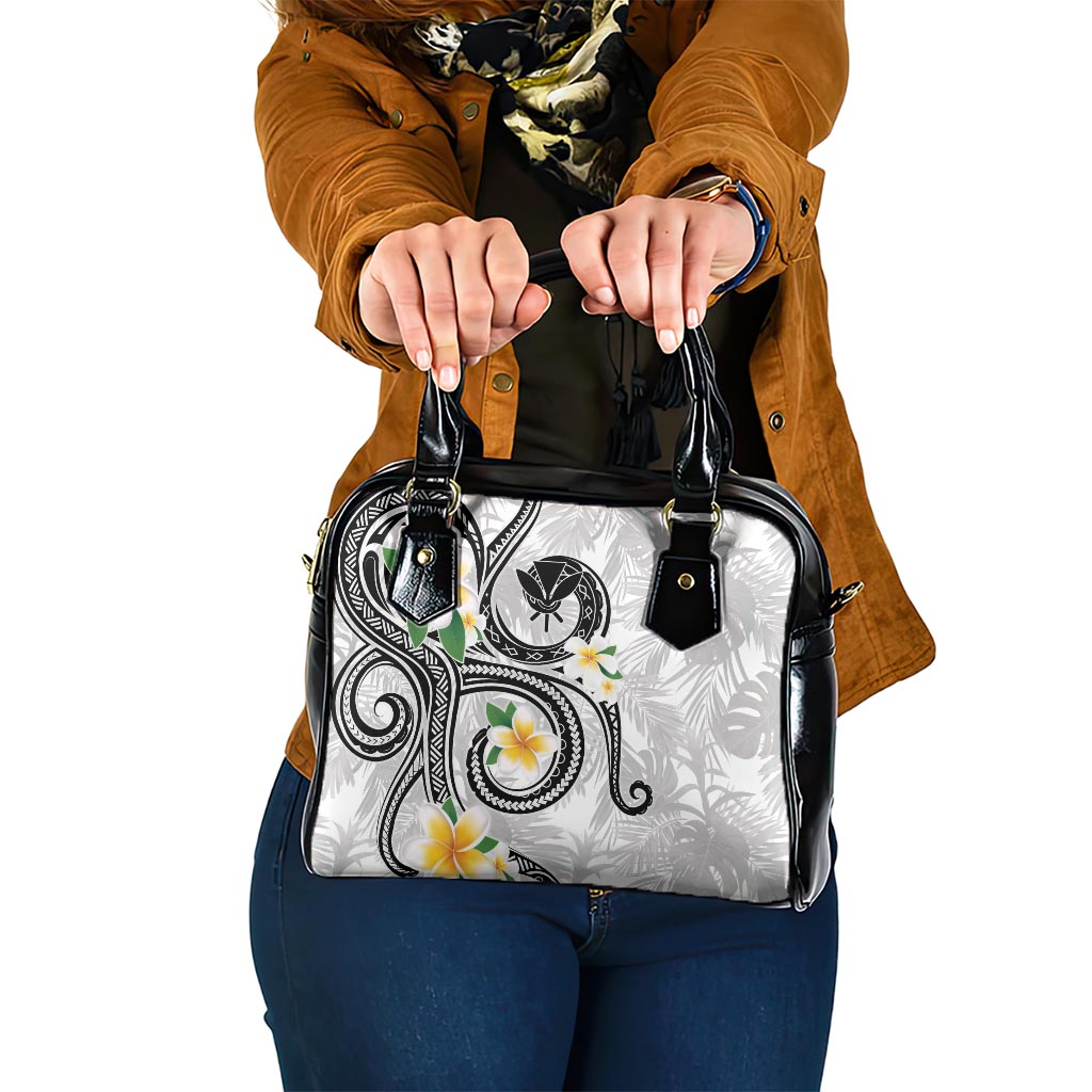 Kanaka Maoli Hawaii Plumeria Shoulder Handbag Dancing Tentacles White Style LT7 One Size White - Polynesian Pride