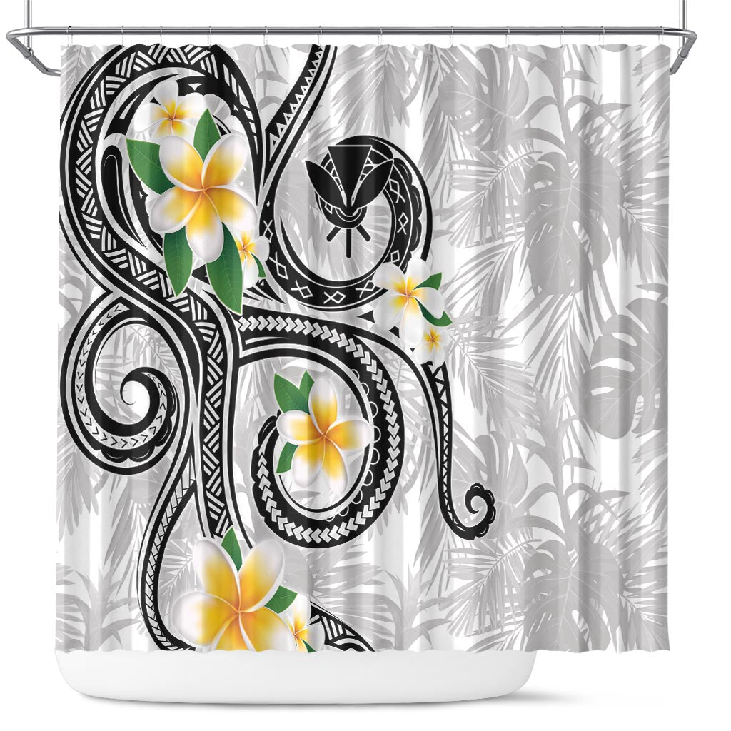 Kanaka Maoli Hawaii Plumeria Shower Curtain Dancing Tentacles White Style LT7 White - Polynesian Pride