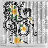 Kanaka Maoli Hawaii Plumeria Shower Curtain Dancing Tentacles White Style