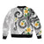 Kanaka Maoli Hawaii Plumeria Sleeve Zip Bomber Jacket Dancing Tentacles White Style