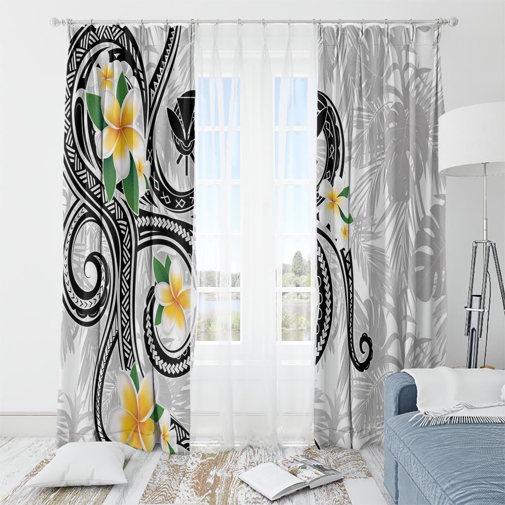 Kanaka Maoli Hawaii Plumeria Window Curtain Dancing Tentacles White Style