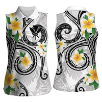 Kanaka Maoli Hawaii Plumeria Women Sleeveless Polo Shirt Dancing Tentacles White Style