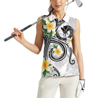 Kanaka Maoli Hawaii Plumeria Women Sleeveless Polo Shirt Dancing Tentacles White Style