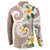 Kanaka Maoli Hawaii Plumeria Button Sweatshirt Dancing Tentacles Beige Style