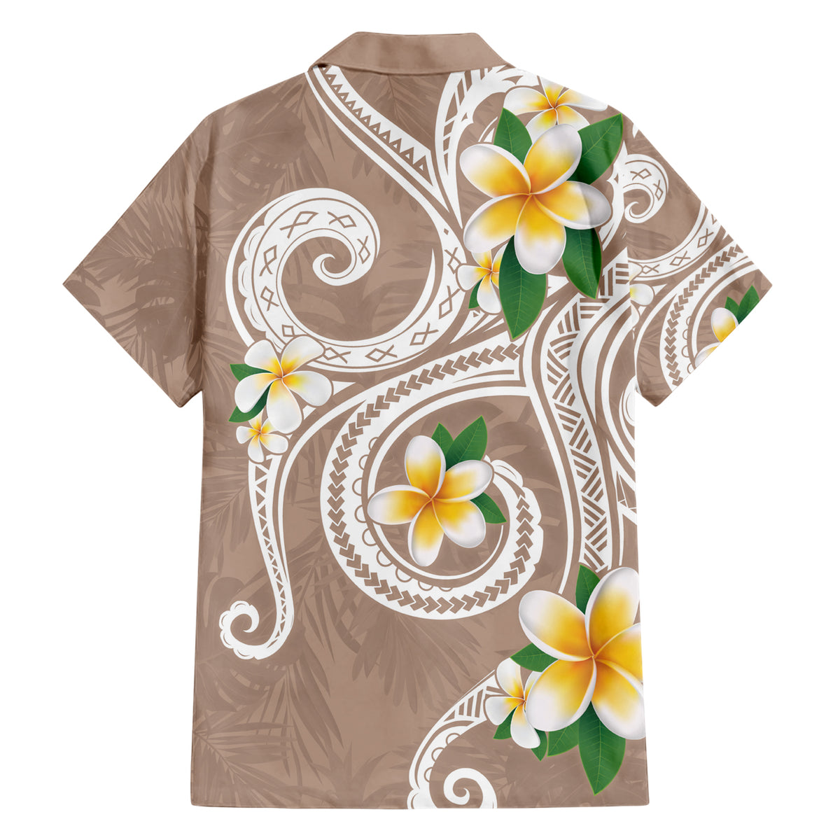 Kanaka Maoli Hawaii Plumeria Family Matching Short Sleeve Bodycon Dress and Hawaiian Shirt Dancing Tentacles Beige Style