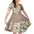 Kanaka Maoli Hawaii Plumeria Kid Short Sleeve Dress Dancing Tentacles Beige Style