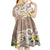 Kanaka Maoli Hawaii Plumeria Kid Short Sleeve Dress Dancing Tentacles Beige Style