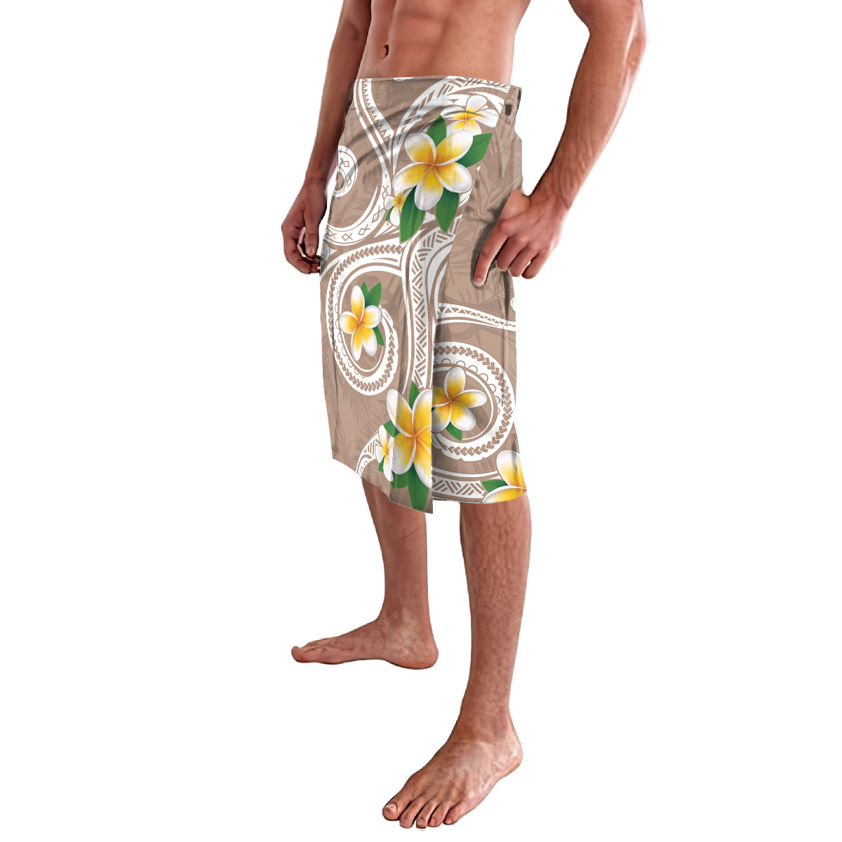 Kanaka Maoli Hawaii Plumeria Lavalava Dancing Tentacles Beige Style