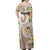 Kanaka Maoli Hawaii Plumeria Off Shoulder Maxi Dress Dancing Tentacles Beige Style