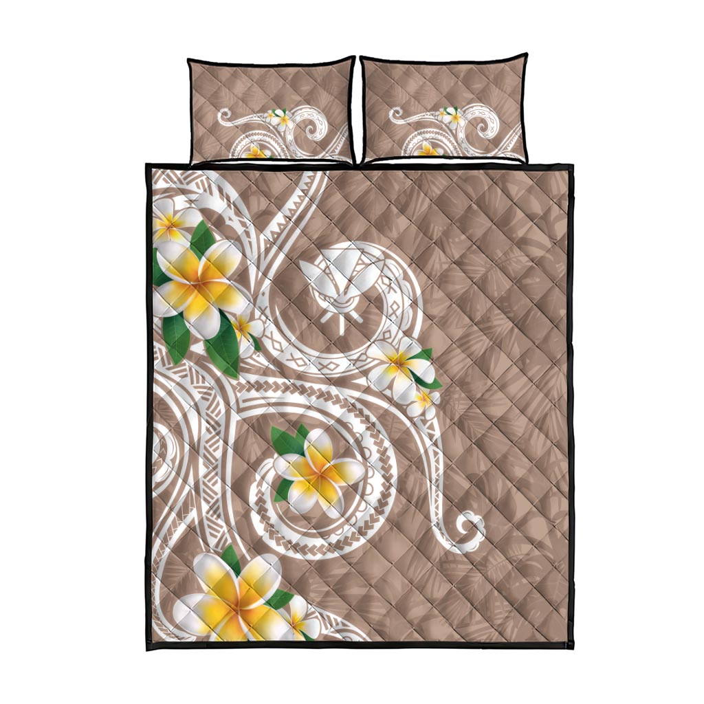 Kanaka Maoli Hawaii Plumeria Quilt Bed Set Dancing Tentacles Beige Style LT7
