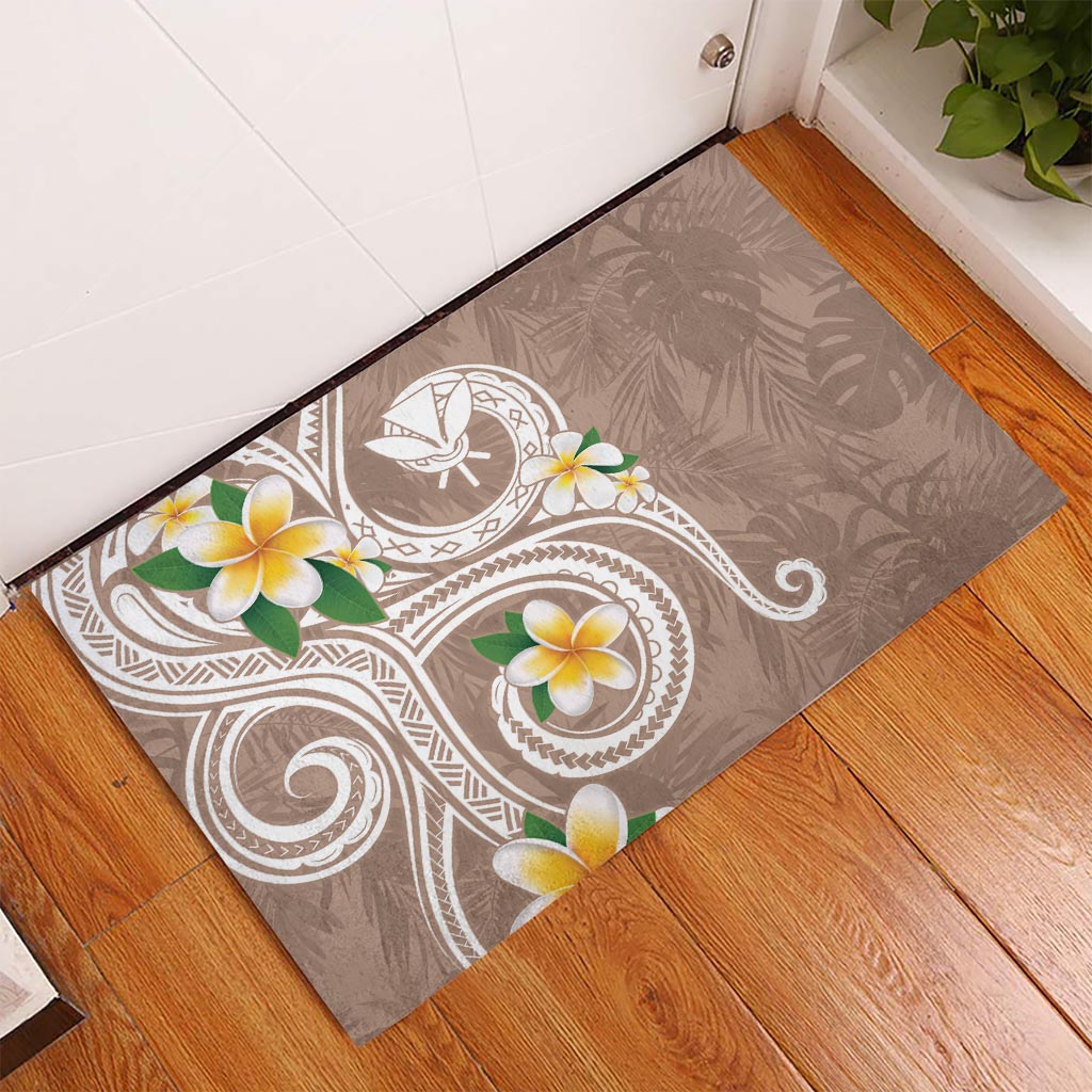 Kanaka Maoli Hawaii Plumeria Rubber Doormat Dancing Tentacles Beige Style LT7 Beige - Polynesian Pride