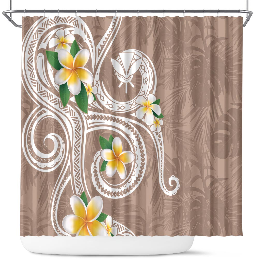 Kanaka Maoli Hawaii Plumeria Shower Curtain Dancing Tentacles Beige Style LT7 Beige - Polynesian Pride