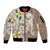 Kanaka Maoli Hawaii Plumeria Sleeve Zip Bomber Jacket Dancing Tentacles Beige Style