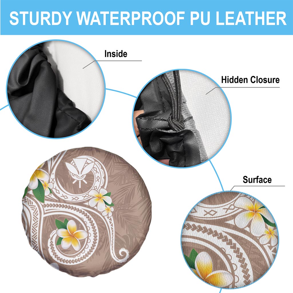 Kanaka Maoli Hawaii Plumeria Spare Tire Cover Dancing Tentacles Beige Style LT7