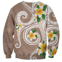 Kanaka Maoli Hawaii Plumeria Sweatshirt Dancing Tentacles Beige Style