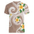 Kanaka Maoli Hawaii Plumeria Women V-Neck T-Shirt Dancing Tentacles Beige Style