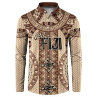 Bula Fiji Vintage Button Sweatshirt Brown Masi Motifs