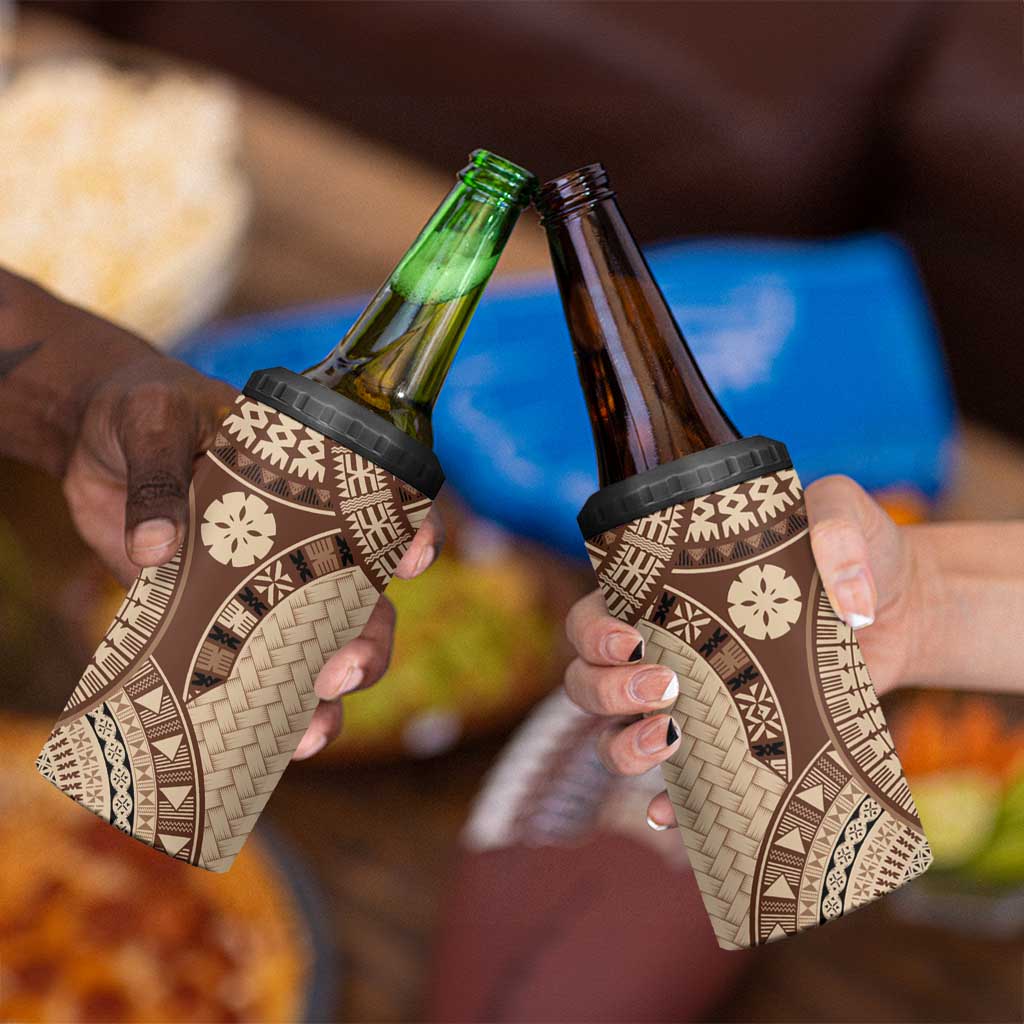 Bula Fiji Vintage 4 in 1 Can Cooler Tumbler Brown Masi Motifs