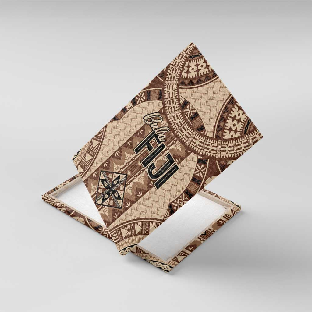 Bula Fiji Vintage Canvas Wall Art Brown Masi Motifs