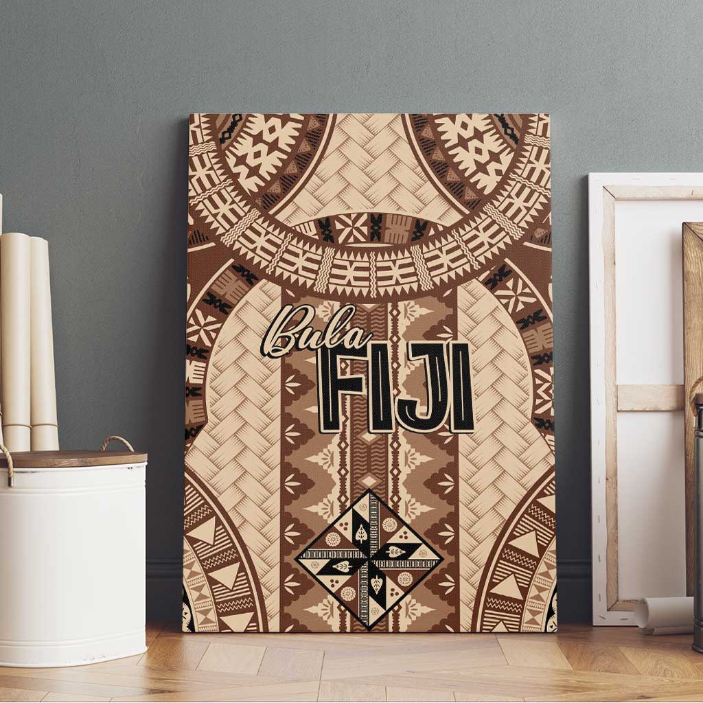 Bula Fiji Vintage Canvas Wall Art Brown Masi Motifs