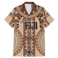 Bula Fiji Vintage Family Matching Mermaid Dress and Hawaiian Shirt Brown Masi Motifs