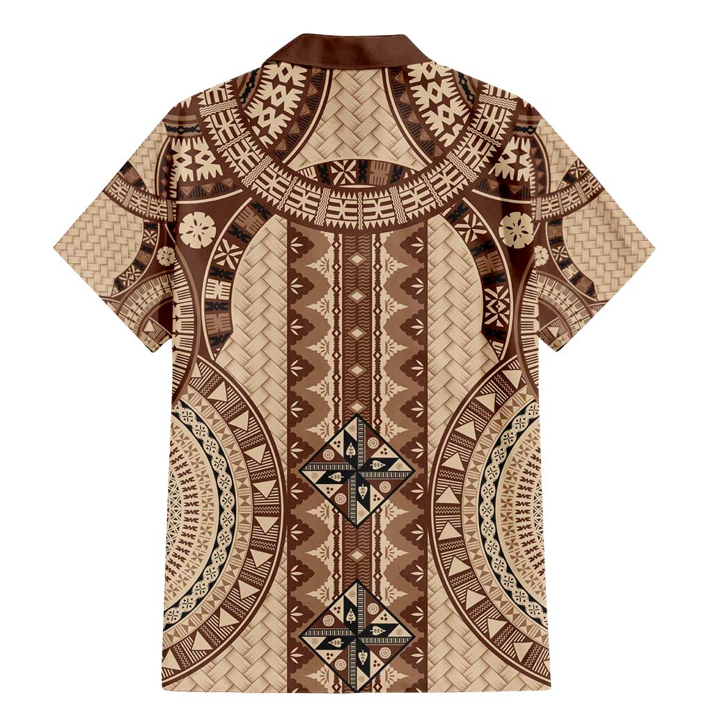 Bula Fiji Vintage Family Matching Mermaid Dress and Hawaiian Shirt Brown Masi Motifs