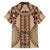 Bula Fiji Vintage Family Matching Off Shoulder Short Dress and Hawaiian Shirt Brown Masi Motifs