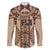 Bula Fiji Vintage Family Matching Off Shoulder Short Dress and Hawaiian Shirt Brown Masi Motifs