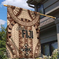 Bula Fiji Vintage Garden Flag Brown Masi Motifs