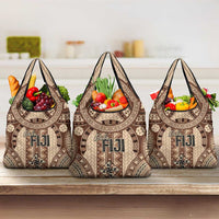 Bula Fiji Vintage Grocery Bag Brown Masi Motifs