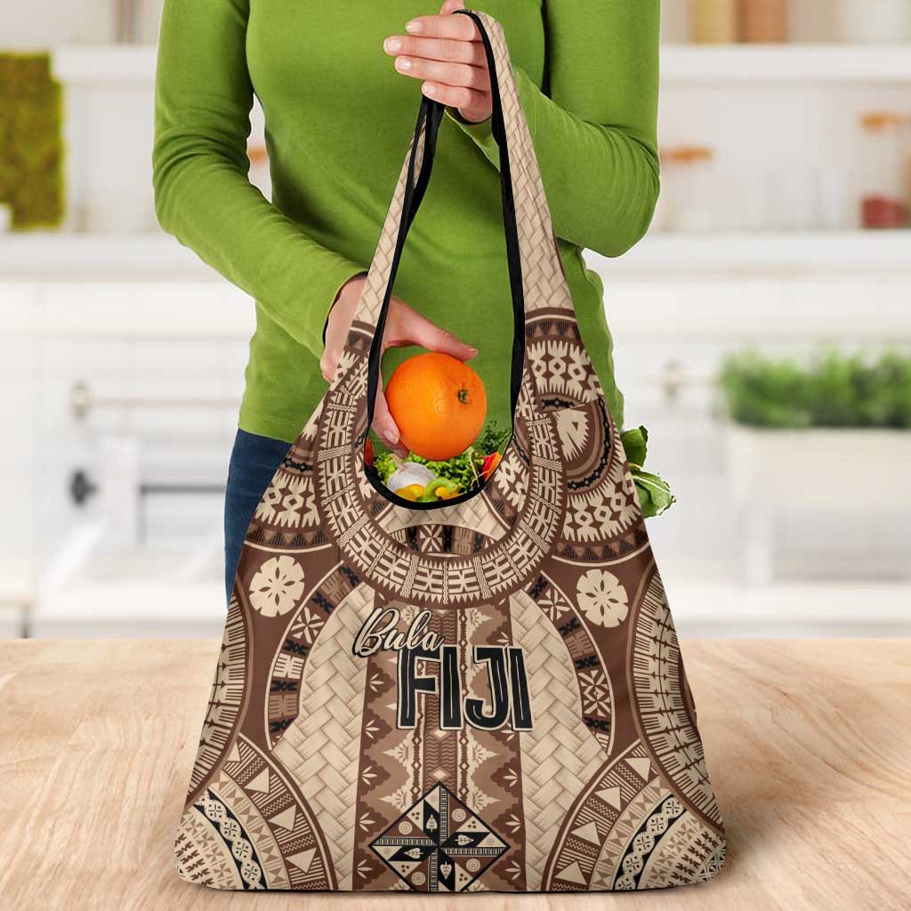 Bula Fiji Vintage Grocery Bag Brown Masi Motifs