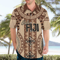 Bula Fiji Vintage Hawaiian Shirt Brown Masi Motifs