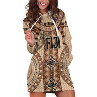Bula Fiji Vintage Hoodie Dress Brown Masi Motifs