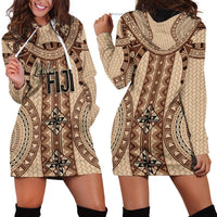 Bula Fiji Vintage Hoodie Dress Brown Masi Motifs