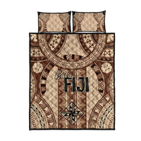 Bula Fiji Vintage Quilt Bed Set Brown Masi Motifs