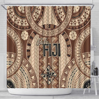 Bula Fiji Vintage Shower Curtain Brown Masi Motifs