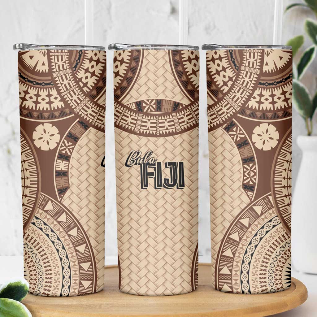Bula Fiji Vintage Skinny Tumbler Brown Masi Motifs