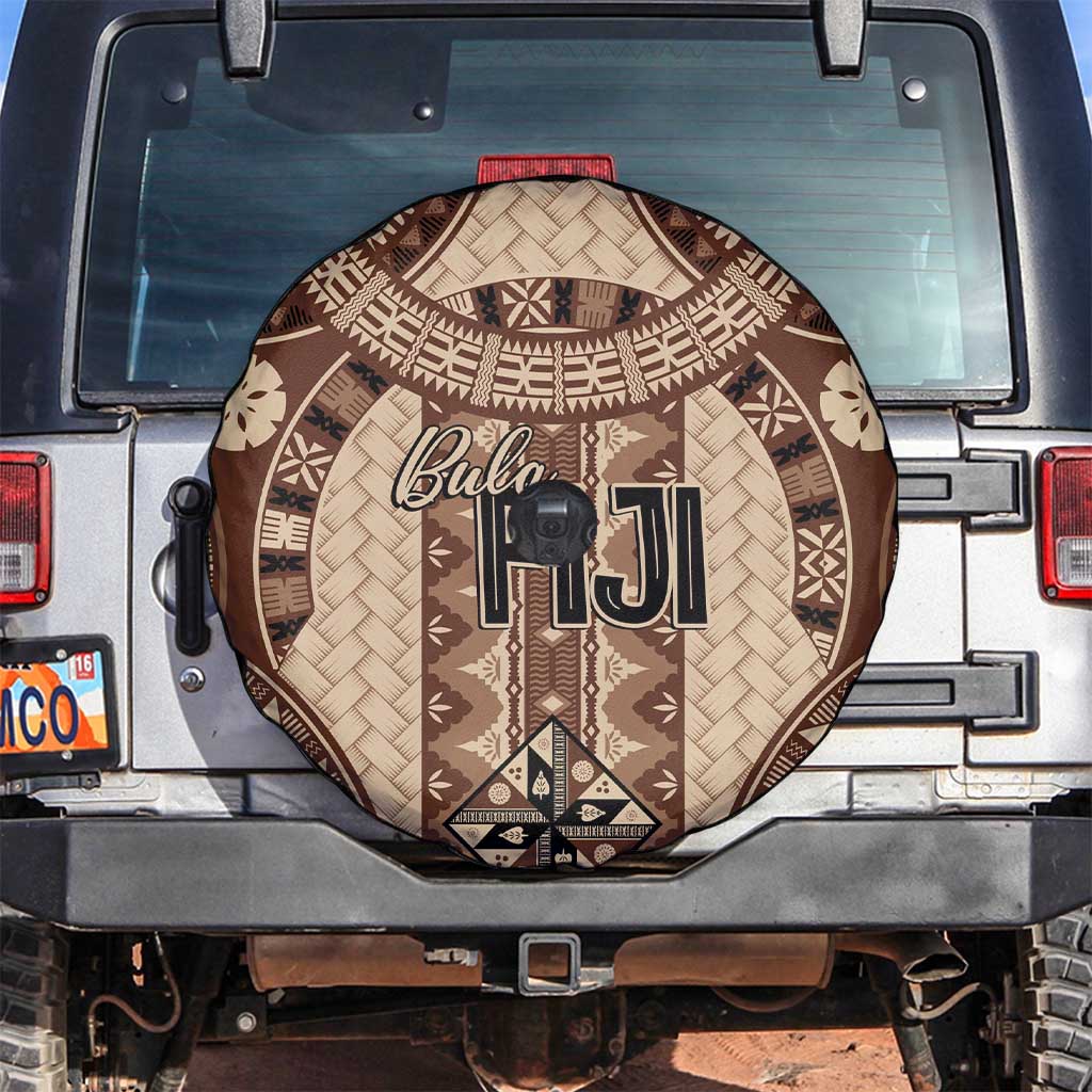 Bula Fiji Vintage Spare Tire Cover Brown Masi Motifs LT7 Brown - Polynesian Pride